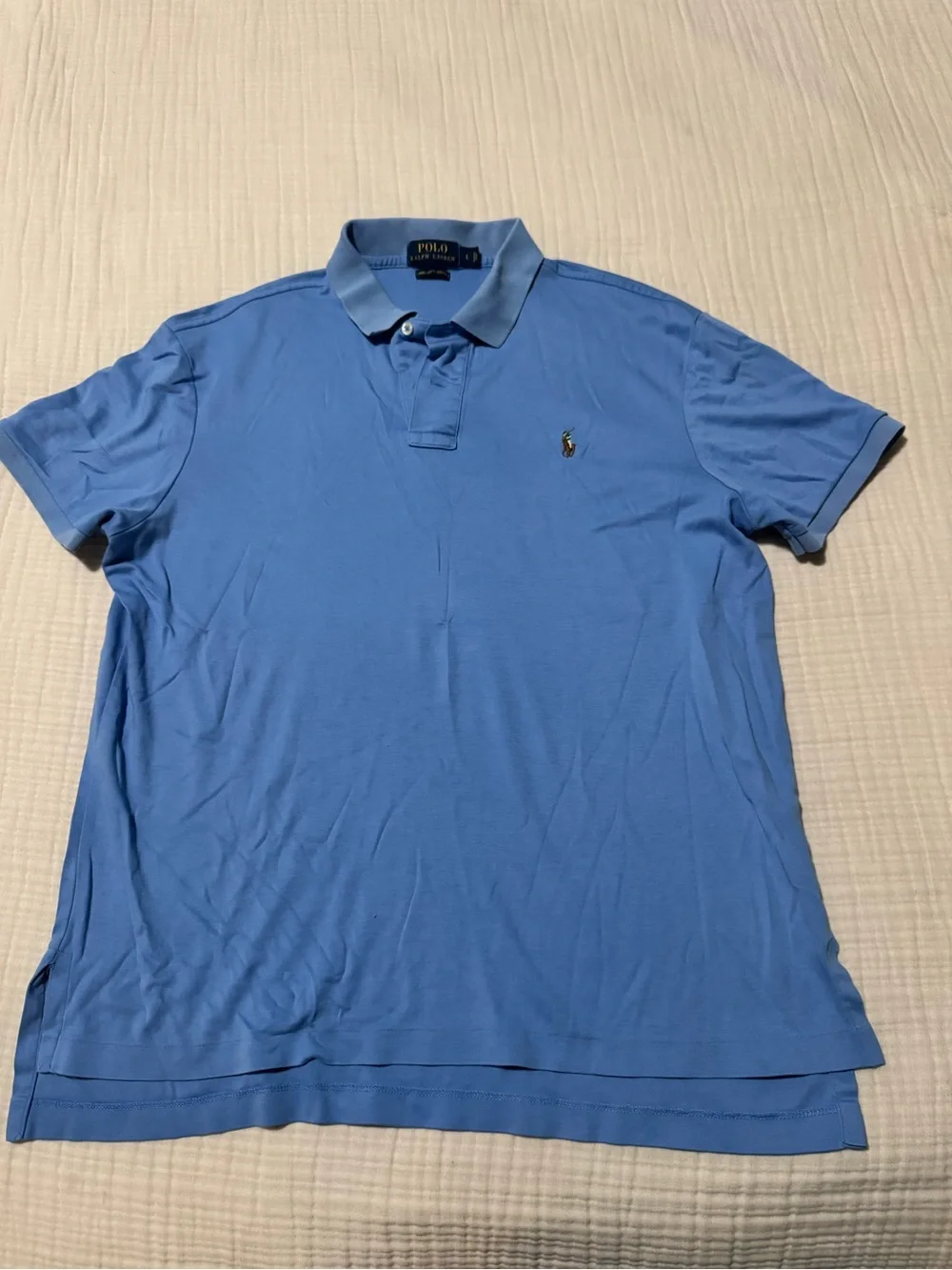 Ralph Lauren Men's Sky Blue Polo with Contrast Collar